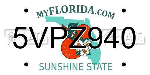 5VPZ940 Florida License Plate
