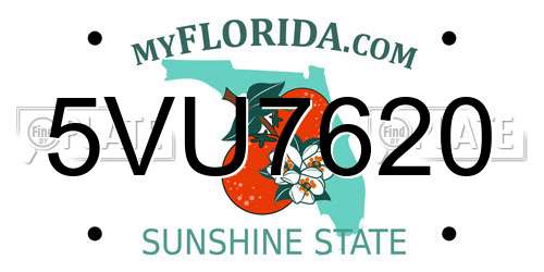 5VU7620 Florida License Plate