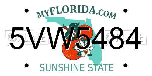 5VW5484 Florida License Plate