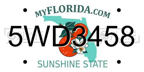 5WD3458 Florida License Plate