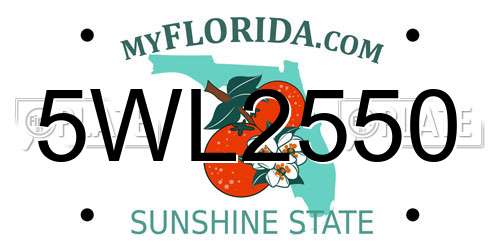 5WL2550 Florida License Plate