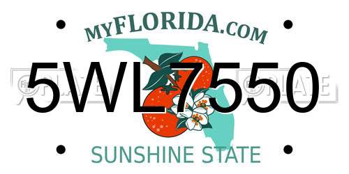 5WL7550 Florida License Plate