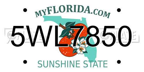 5WL7850 Florida License Plate