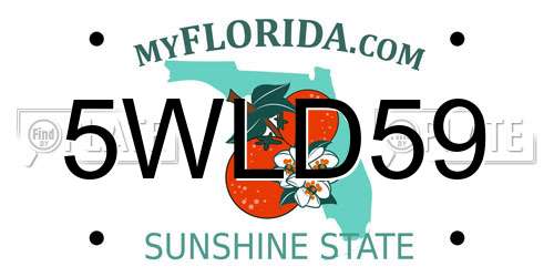 5WLD59 Florida License Plate