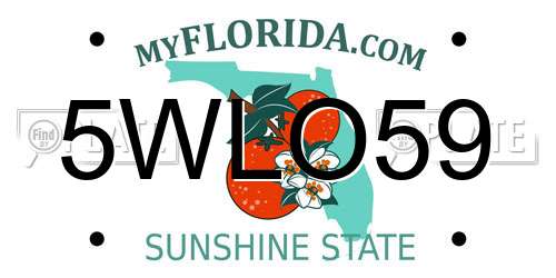 5WLO59 Florida License Plate