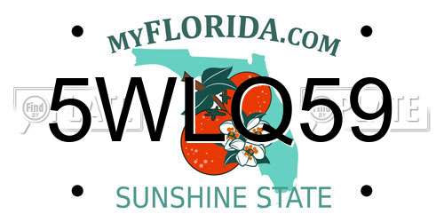 5WLQ59 Florida License Plate
