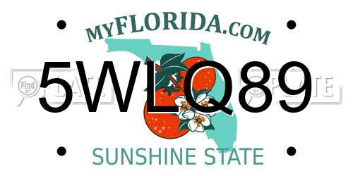 5WLQ89 Florida License Plate