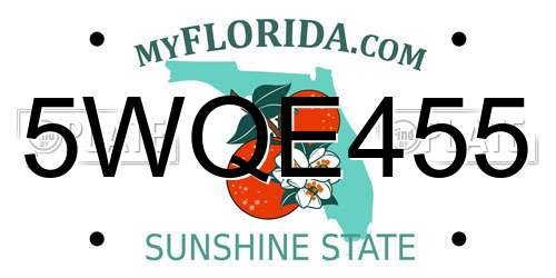 5WQE455 Florida License Plate