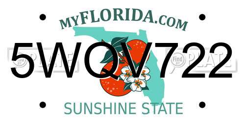 5WQV722 Florida License Plate