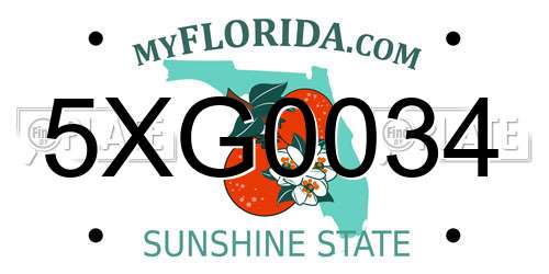 5XG0034 Florida License Plate