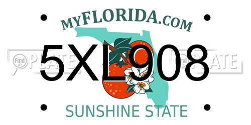 5XL908 Florida License Plate