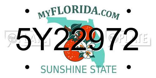 5Y22972 Florida License Plate