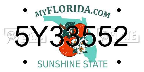 5Y33552 Florida License Plate