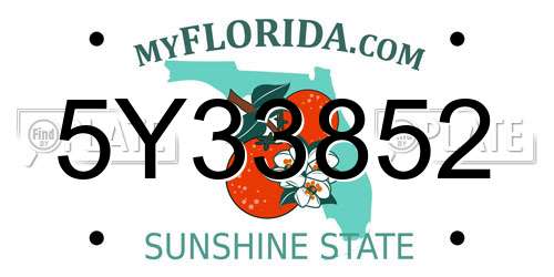 5Y33852 Florida License Plate