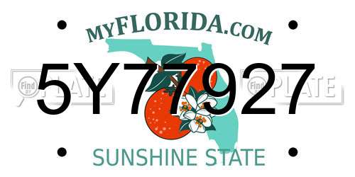 5Y77927 Florida License Plate