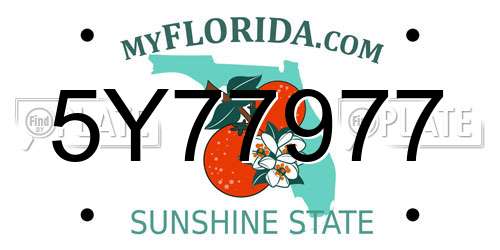 5Y77977 Florida License Plate