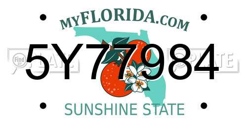 5Y77984 Florida License Plate