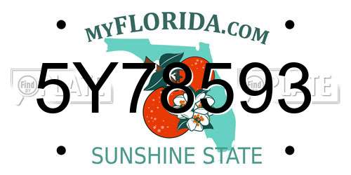 5Y78593 Florida License Plate