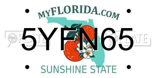 5YFN65 Florida License Plate