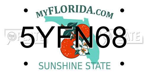 5YFN68 Florida License Plate