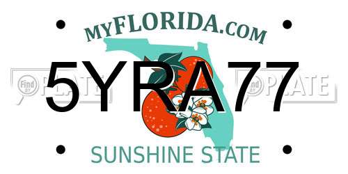 5YRA77 Florida License Plate