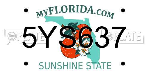 5YS637 Florida License Plate