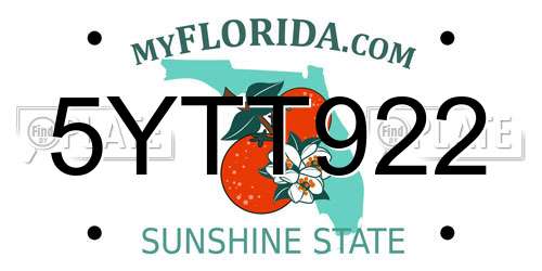 5YTT922 Florida License Plate