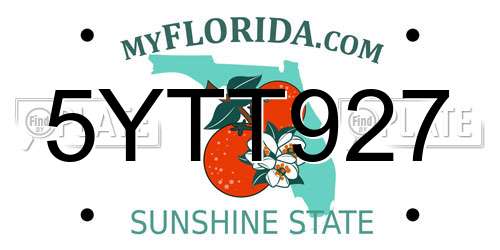 5YTT927 Florida License Plate