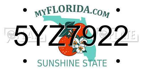 5YZ7922 Florida License Plate