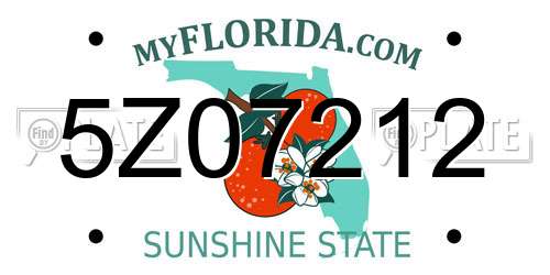 5Z07212 Florida License Plate