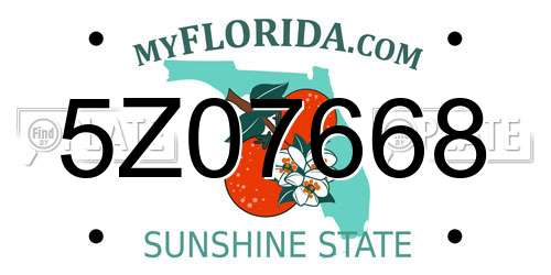 5Z07668 Florida License Plate