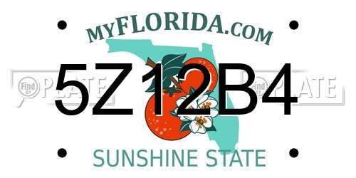 5Z12B4 Florida License Plate