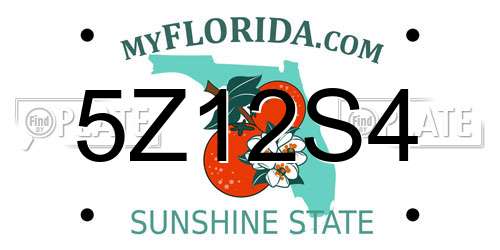 5Z12S4 Florida License Plate