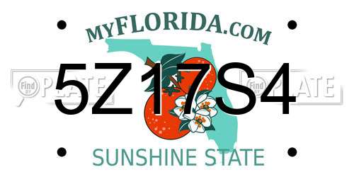5Z17S4 Florida License Plate