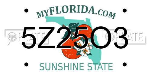 5Z25O3 Florida License Plate