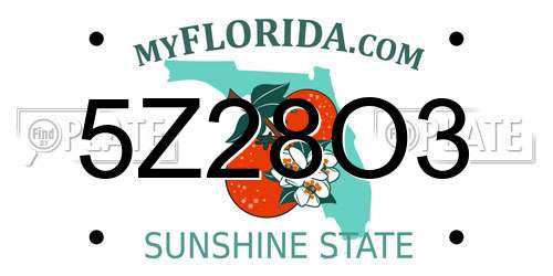5Z28O3 Florida License Plate