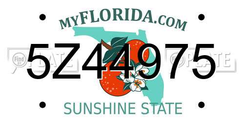 5Z44975 Florida License Plate