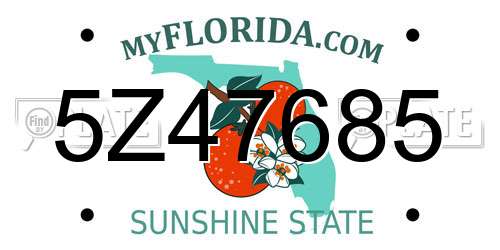 5Z47685 Florida License Plate