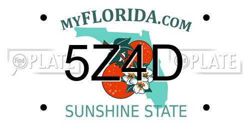 5Z4D Florida License Plate