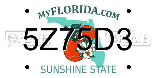 5Z75D3 Florida License Plate