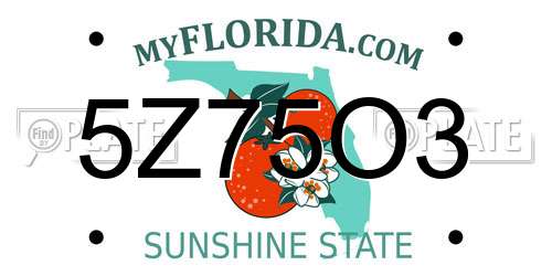 5Z75O3 Florida License Plate