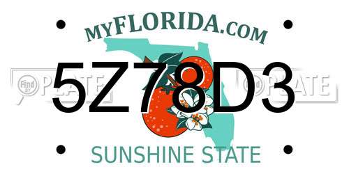 5Z78D3 Florida License Plate