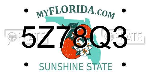 5Z78Q3 Florida License Plate