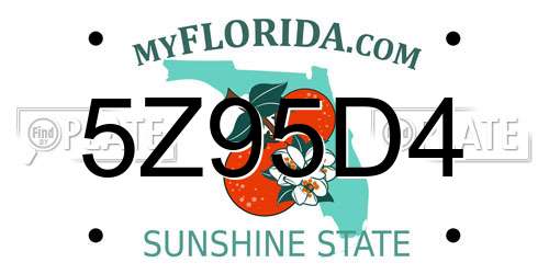 5Z95D4 Florida License Plate