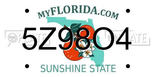 5Z98O4 Florida License Plate