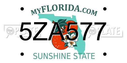 5ZA577 Florida License Plate