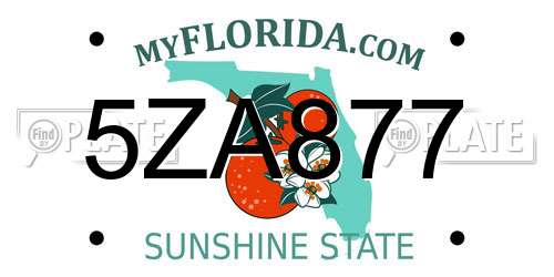 5ZA877 Florida License Plate