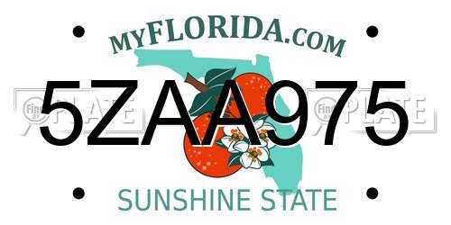 5ZAA975 Florida License Plate
