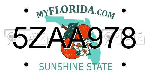 5ZAA978 Florida License Plate