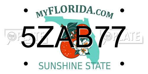 5ZAB77 Florida License Plate